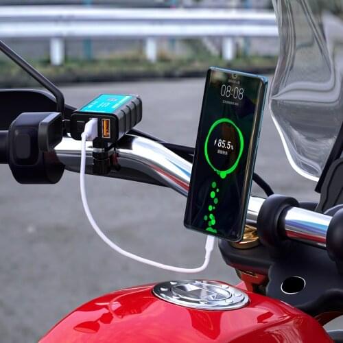 Motorcycle Charger Adapter Voltmeter On/Off Switch Motor Motorbike Scooter Mobile Phone SAE To USB TYPE C Port Fast Charging