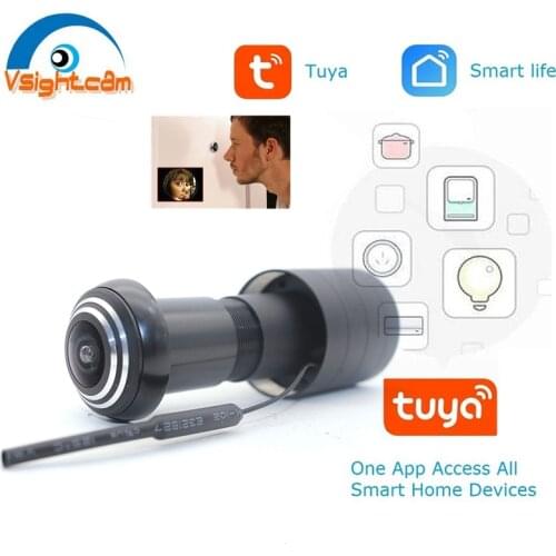 Tuya Wireless Door Eye Hole Securtiy 1080P HD Fisheye Camera CCTV Network Peephole Wifi Camera Two Way Audio P2P Surveillance