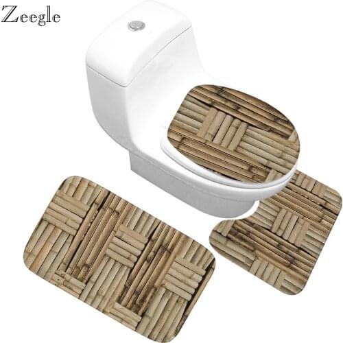 Zeegle Home Non slip Mat Flannel Floor Memory Foam Rug Bathroom Mats Set Bath Toilet Seat Cover Pedestal Rug Toilet Mats