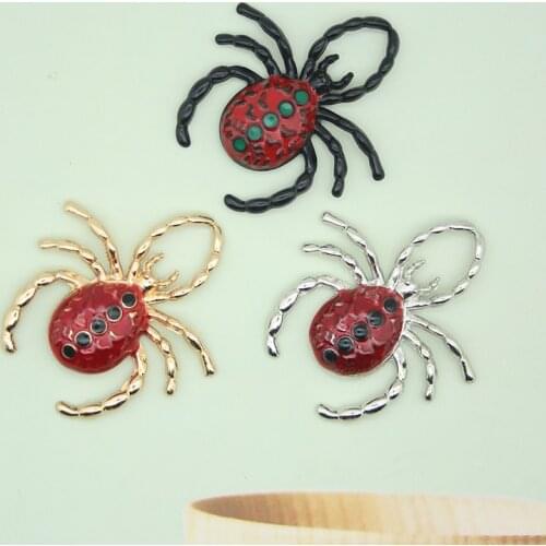 5Pcs/Lot Enamel Halloween Decorations Savour Charms Pendant for Jewelry Making Spider for Necklace Bracelet Supplies 38*40mm
