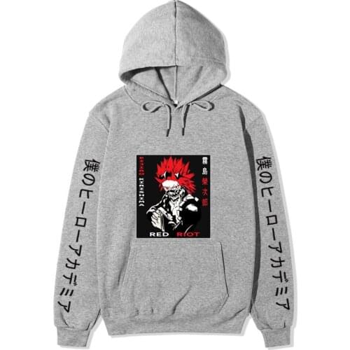 Hot Anime My Hero Academia Unisex Hoodies Sweater Anime Kirishima Eijirou Printed Women Mens Casual Cosplay Hoodie Sweater