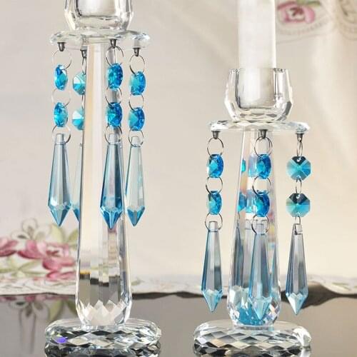 H&D 55mm Crystal Icicle Prisms Chandelier Drop Pendants Lamp Candelabra Parts, Pack of 10 (Light Blue)