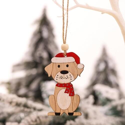 Christmas Tree Wooden Animal Car Pendant Home Decoration Gift Accessory Xmas