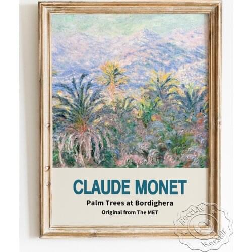 Claude Monet Exhibition Museum Poster, Palm Trees At Bordighera Canvas Painting, Impressionist Landscape Wall Picture Home Decor