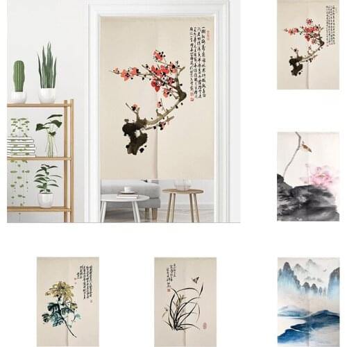 Chinese Cotton Linen Fabric Curtain Bedroom Kitchen Partition Curtain Living Room Half Panel Curtain Home Decoration