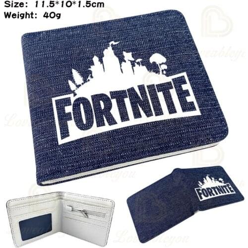 Game Wallet Fortnite Denim Wallet Men Bifold Short Wallet Children Boys Coin Purse Fashion Card Bag Money Clip Birthday Gift