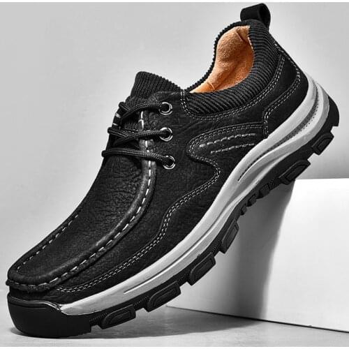 Vintage Tooling Shoes Men Fashion Sewing Design Sneakers Comfortable Mens Casual Shoe Platform Footwear New Leather Shoes