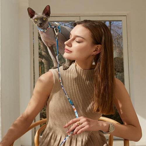 Lightweight Design Anti-strike Cat Harness Cat Leash Wear-resistant and Durable Webbing Cat Leads Cat Collars Cat Accessories