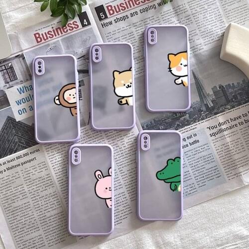 Cute Cartoon Animal Rabbit Crocodile Phone Case Matte Fundas Shell Cover For Iphone 6s 7 8 Plus Xr X Xs 11 12 13 Mini Pro Max