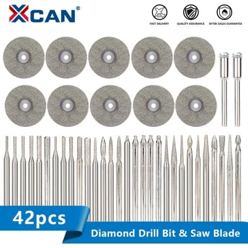 XCAN Diamond Saw Blade Diamond Grinding Burr Needle Point Engraving Carving Polishing Glass Jade Stone Drill Bit Rotary Tool Set