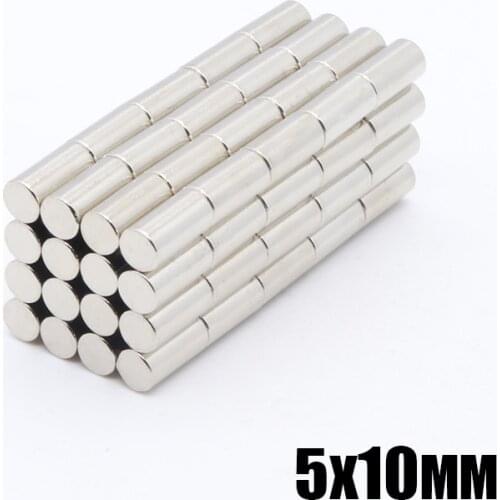 100Pcs 5x10 mm Neodymium Magnet Disc 5mm x 10mm N35 NdFeB Permanent Small Round Super Strong Powerful Magnetic Magnets