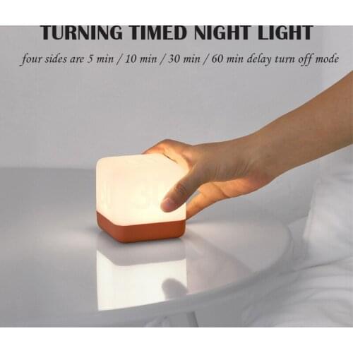 New Creative Flip Timing Night Light USB Charging Night Lamp Children Mini LED Bedside Lamp