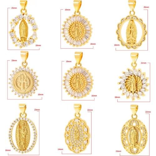 2021 New Arrival Gold Color Copper CZ Virgin Mary Necklaces Pendant Chain Charm For Women Girls Birthday Wedding Xmas Party Jewe