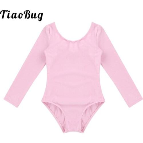 TiaoBug Girls Long Sleeve Professional Ballet Dance Leotard Children Gymnastics Leotard Sports Bodysuit Kids Stage Dance Wear