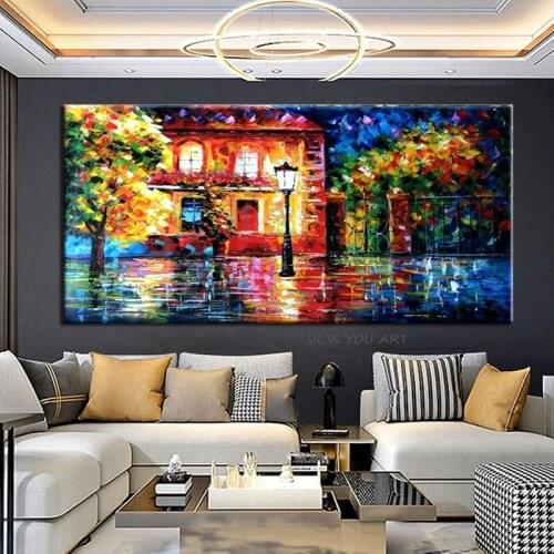 Hand - Painted Oil Painting Simple And Colorful Landscape For The Living Room Wall Art Home Decoration Abstract Without Frame
