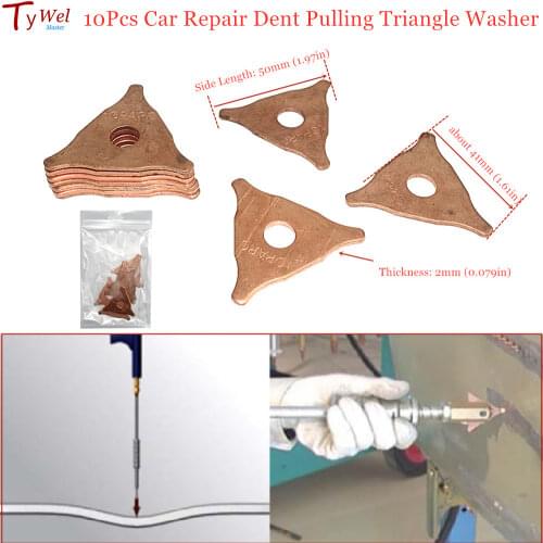 10pcs Dent Pulling Triangle Washer Spot Welder Star Washer Metal Shrink Repair Garage Spot Welding Machine Triangle Meson Pads