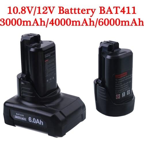 6.0Ah Replacement for Bosch 10.8V/12V Batttery BAT411 BAT411A BAT412 BAT412A BAT413 BAT413A BAT414 D-70745 2607336013 26073360