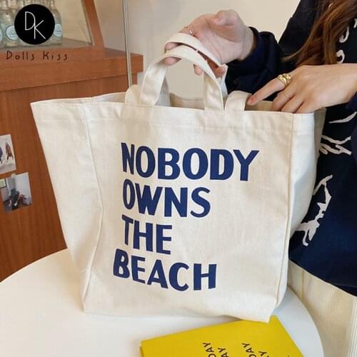 Women Canvas Shoulder Bag Letter Printing Shoulder Bag Ladies Daily Shopping Bag Student School Bag Female Handbag Girls Totes