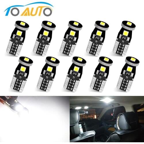 10pcs T10 Led W5W LED Bulbs 194 168 Canbus Error Free Super Bright 3030 Chips Car Dome Lights Door Light Panel Lamp Auto 12V
