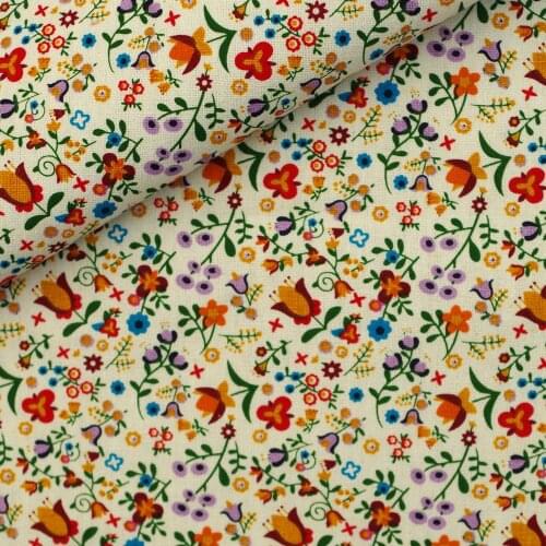 Cotton Linen Fabric for handmad, bed, bag, curtain Sewing - Small flowers (390)