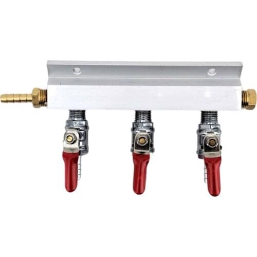 3 OUTPUT / 3 Way 1/4inch, 6mm Barb Gas Manifold Distribution CO2 Splitter W/ Check Valves Home Brew Kegerator