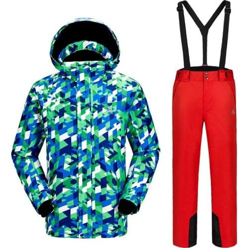 Outdoor Mens Winter Ski Suit Warm Windproof Breathable Waterproof Ski Suits Camouflage Mens Ski Jacket Ski Pants Size S-XXL