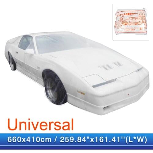 6.6x4.1m Universal-Disposable Car Cover Waterproof Transparent Dustproof Shield Rain Snow Cover + Car Steering Wheel Covers