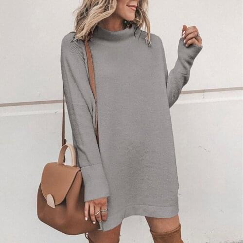 Autumn T-shirt Ladies Solid Color Top T-shirt Fashion Long Sleeve Half High Neck Slim Round Neck Long Womens Knit Skirt