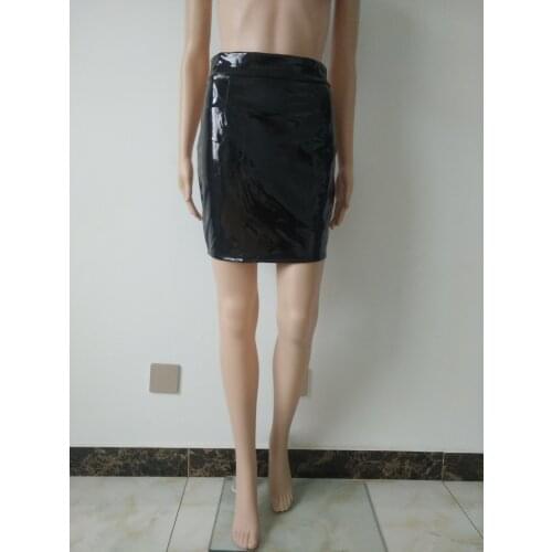 Black color womens Evening Party Costumes Club Skirts Shiny Wetlook PVC faux Leather girls Buttocks skirt Sexy Ladies Club