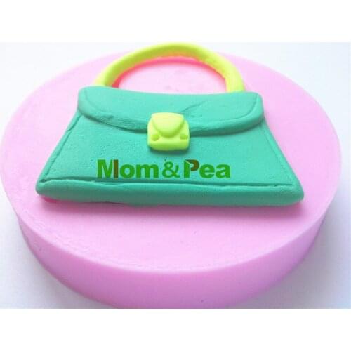 Mom&Pea 0159 Free Shipping Handbag Shaped Silicone Mold Cake Decoration Fondant Cake 3D Mold Food Grade Silicone Mould