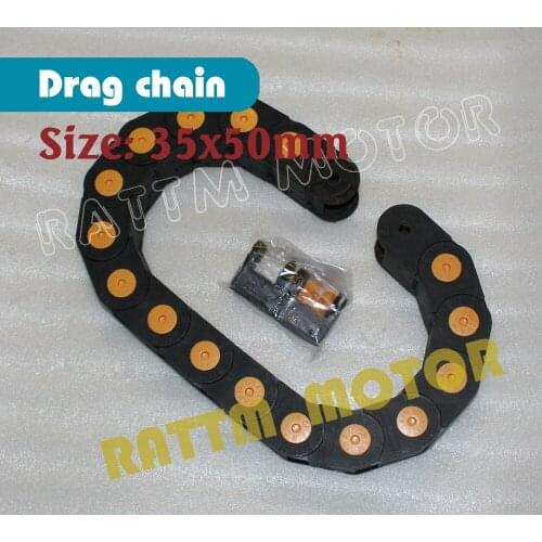1M 35 x 50mm Cable drag chain wire carrier with end connectors plastic towline for CNC Router Machine Tools
