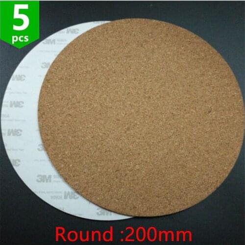 2pcs* 200mm round adhesive cork sheets for Kossel 3D Printer Mk2y Heatbed Heat Bed Hot Plate Issulation Cork sheet