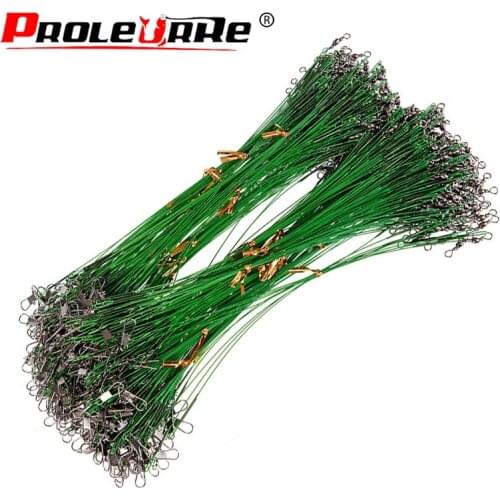 20pcs Fishing Line Steel Wire Leader With Rolling Swivels Duo-Lock Snap Anti-bait Fishing Wire Rig Leadcore Leash accessories