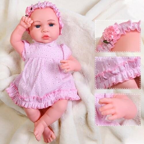 45CM Baby Dolls Reborn Girls Toys Cute Baby Face Dressed Dolls Silicone Bebe Toys NO Function Dolls for Girls Gifts