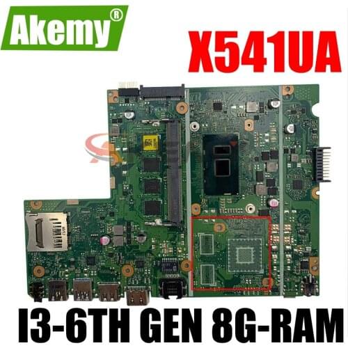 AKEMY X541UAK X541UA Mainboard For ASUS X541UV X541UVK X541UQ X541U F541U Laptop Motherboard Mainboard W/ I3-6TH GEN 8G-RAM
