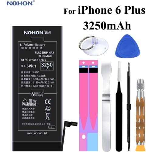 NOHON High Capacity Phone Battery for Apple iPhone 6 Plus 6Plus 6P 3250mAh Replacement Batteries with Machine Tools Kit sticker