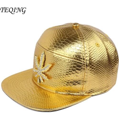 TEQING 2017 New Arrival Men Womens Autumn Casual Baseball Golden Leaves Alligator Leather PU Adjustable Multicolor Optional Cap