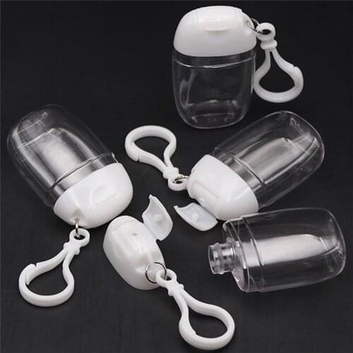 5Pcs 30ml Portable Empty Refillable Bottle With Key Ring Hook Travel Hand Sanitizer Bottle Hook Keychain Carrier New