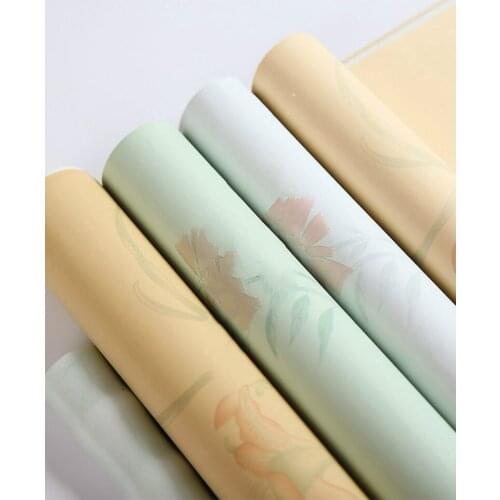 Colorful Batik Xuan Paper 10pcs Flower Pattern Half Ripe Batik Xuan Paper Artist Brush Pen Calligraphy Exhibition Creation Paper