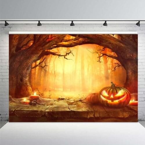 MEHOFOTO Photography Backdrops Halloween Backdrops Pumpkin Horror Forest Photography Background for Children Photo Studio
