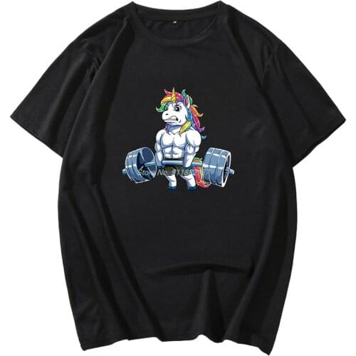 Tops T Shirt Men unicorn deadlift lift big bodybuilding gym Sexy Harajuku Geek Print Male Tshirt mens t shirts