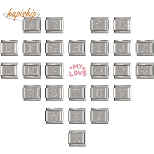 Hapiship 2019 Original Daisy 26 Letters A-Z Italian Charm Fit 9mm Bracelet Stainless Steel Jewelry Making DJ153