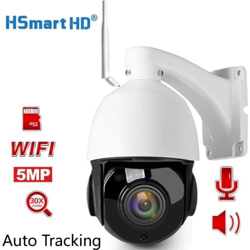 Auto Tracking Outdoor 5MP Wifi PTZ IP Camera Two Way Audio 30X Optical Zoom Auto Focus Wireless CCTV IP Camera Onvif CamHi