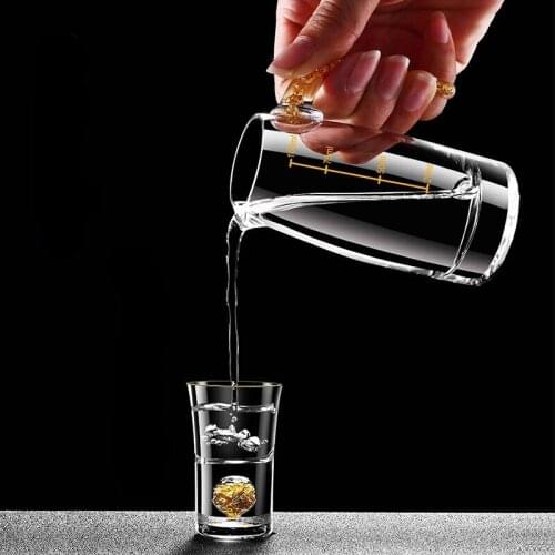 Chinese Household Crystal Glass Wine Set Gold Leaf White Wine Glass Spirit Glass Wine Dispenser High-end Gift Box Set