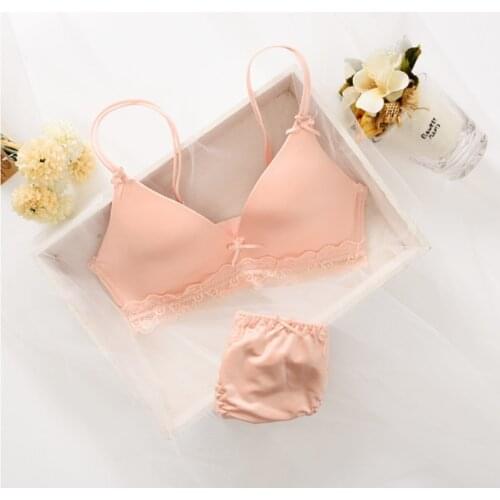 Big Sale Lingerie Pink Sujetador Transparente Panties And Bra Set Underwear Set Women Japanese Fashion Conjunto