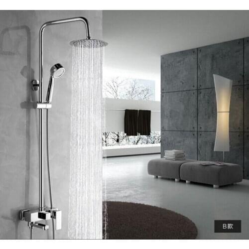 Brass chrome wall mounted square bathroom bathtub faucet set ,shower faucet set with supper thin shower head