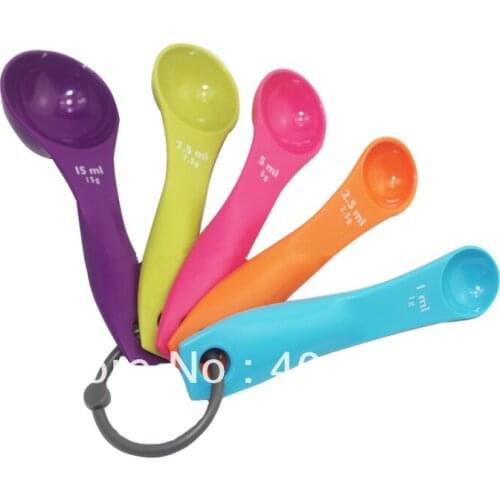 Free Shipping 100 sets 5 colors measuring spoon, kitchen measuring tools, baking tools, 5pcs per set