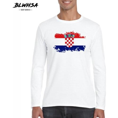 BLWHSA Brand Spring Autumn Croatia T Shirt Men Long-Sleeved Casual Cotton T-Shirt Men Crewneck Croatia flag Printed