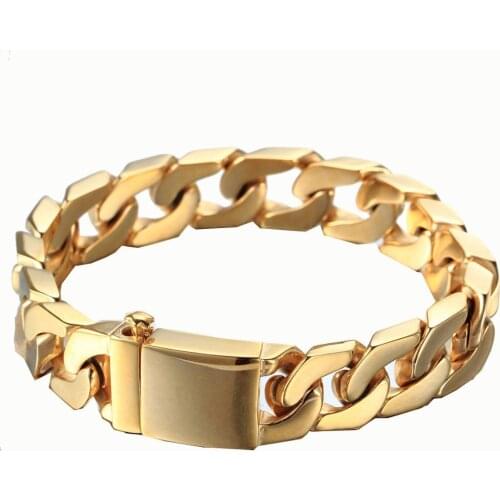 12mm Thick Hand Chain Men Bracelet Male Best Friends Mens Bracelets For Men Trendy Golden Stainless Steel Jewelry Gifts New