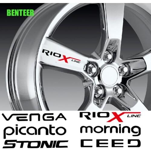 4pcs GT GTline Car Rim Wheel Sticker For Kia Rio Ceed Stinger Venga SportageR Serento Soul Stonic Forte Morning Picanto Niro